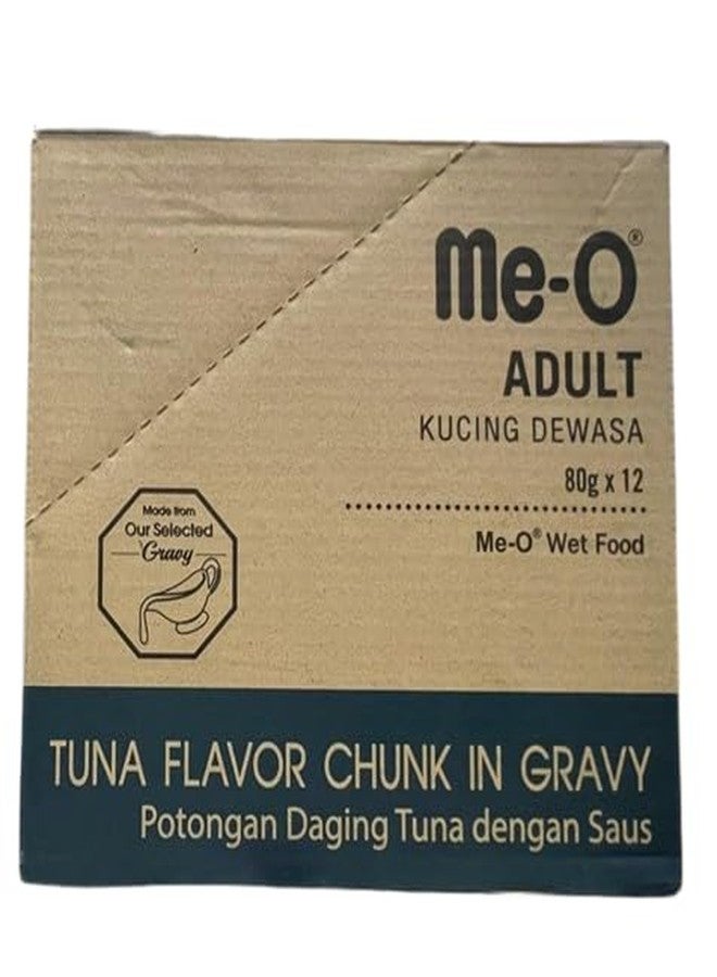 Me-O Tuna Flavor Chunk in Gravy (80gm x 12 Pouches), Adult, cat - Image 3